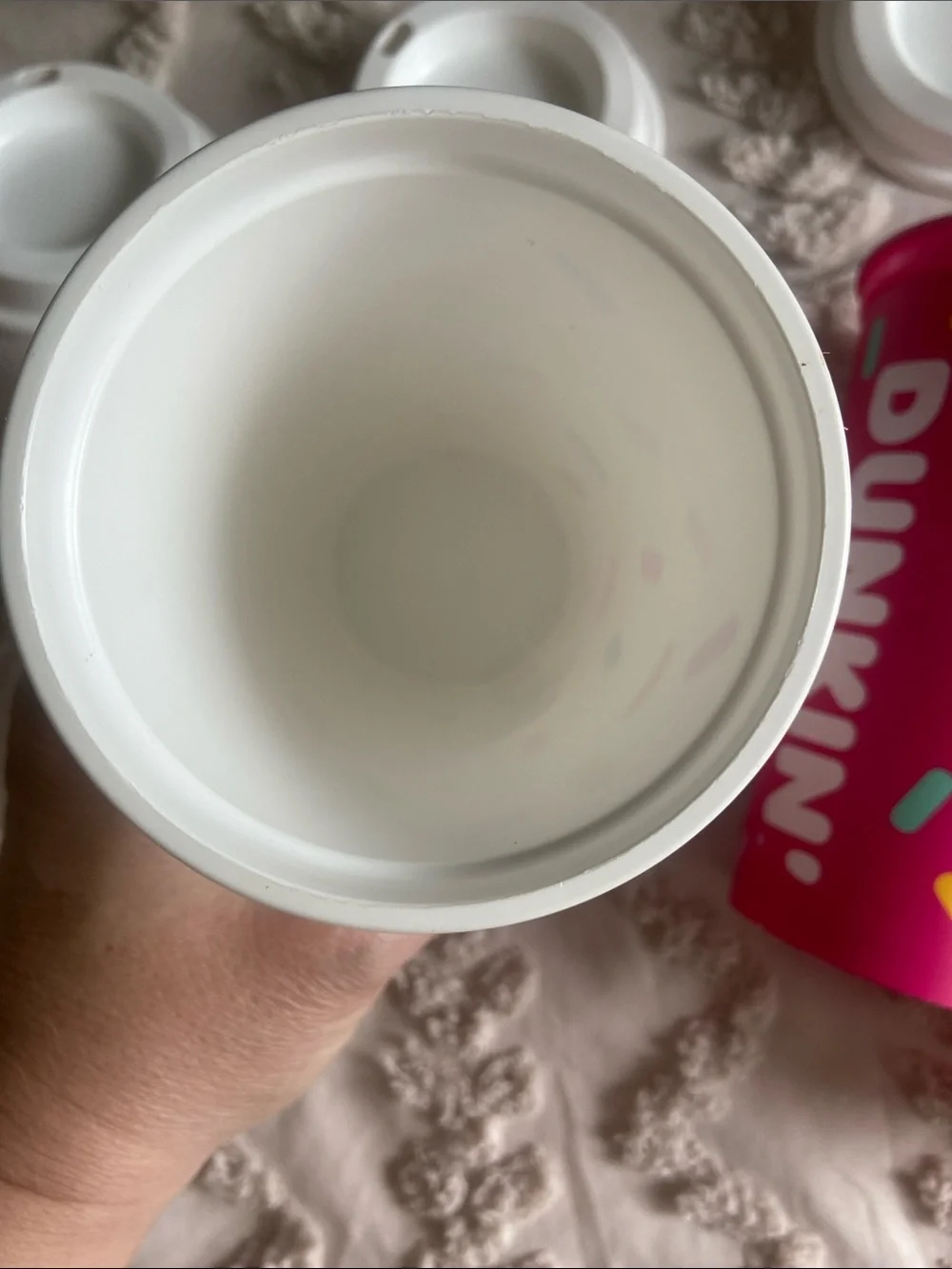 DUNKIN’ ; Reusable Coffee Tumblers - White, Pink & Orange (Set of 3)